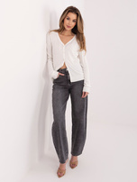 Biały rozpinany sweter w ażurowy wzór SUBLEVEL 