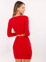 Czerwony komplet z krótką bluzką RUE PARIS 