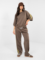 Brązowy dresowy komplet z rękawem 3/4 RUE PARIS 