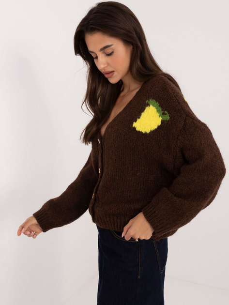 Hurt Brązowy rozpinany sweter z napisem na plecach