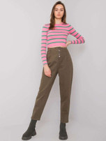 Khaki spodnie jeansowe z wysokim stanem Auburn