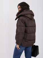 Chocolate winter jacket with fur.