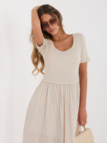 Beżowa midi sukienka z podszewką