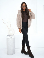 Jasnobeżowa rozpinana bluza miś z kapturem