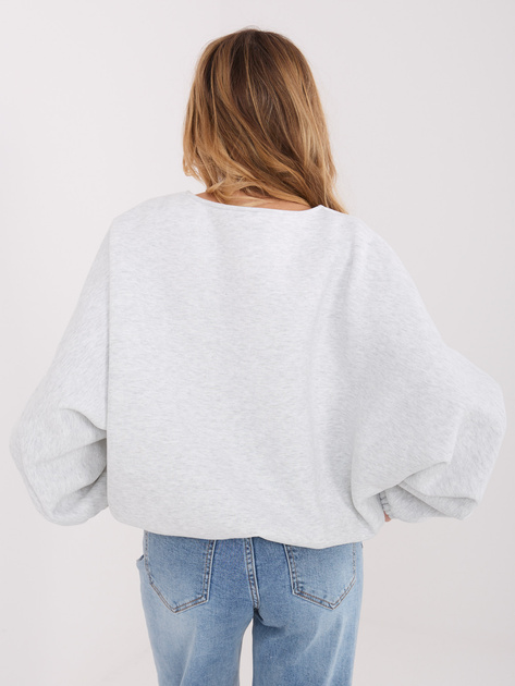 Jasnoszara rozpinana bluza z gumką na dole