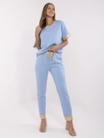 Niebieski casualowy komplet z wiskozą