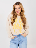 Beżowa damska bluza oversize z nadrukiem RUE PARIS 