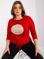 Hurt Czerwona bluzka plus size z nadrukiem i rękawem 3/4