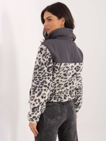Grafitowa polarowa kurtka w panterkę SUBLEVEL