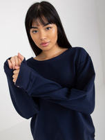 Hurt Granatowa gładka bluza bez kaptura oversize 