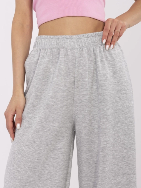Szare melanżowe spodnie basic bez kieszeni