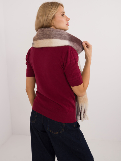 Hurtownia Brązowo-beżowy długi szal w kratę