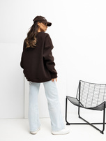Czekoladowa dresowa bluza basic z ociepleniem RUE PARIS 