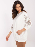 Ecru bluza kangurka z rękawem 3/4 RUE PARIS 