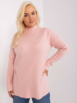 Hurt Jasnoróżowy sweter plus size z półgolfem