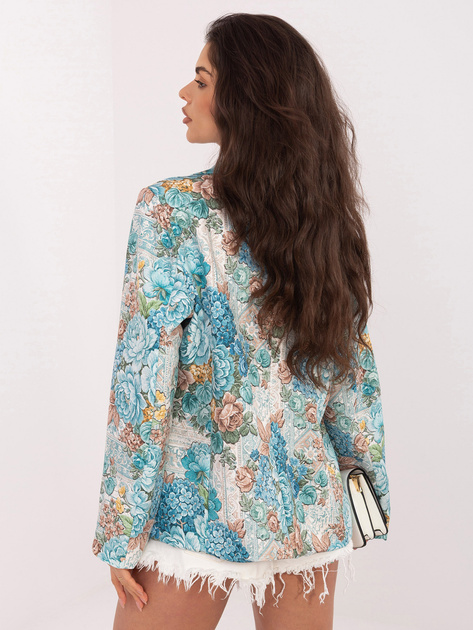 Miętowa jednorzędowa marynarka z printem