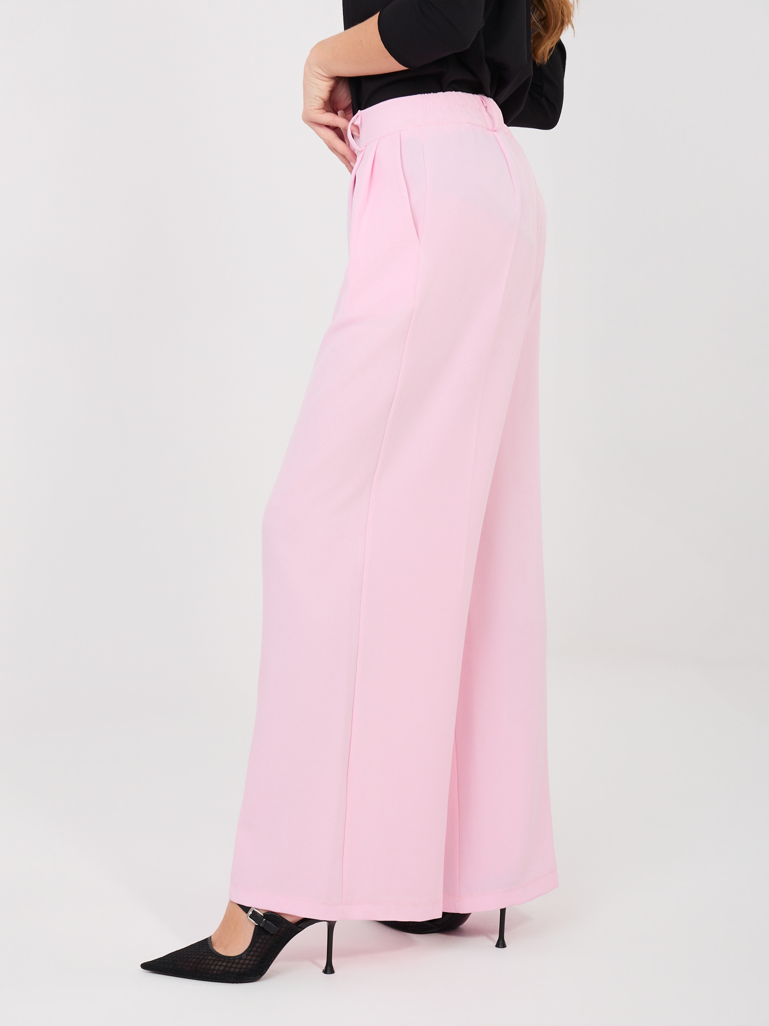 Pastel pink elegant wide-leg pants RUE PARIS.