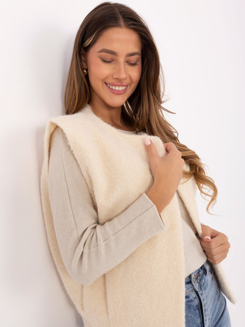 Ecru kamizelka z włochatej dzianiny RUE PARIS