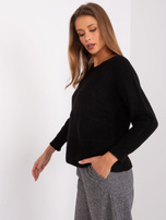 Hurt Czarny damski sweter klasyczny z warkoczami