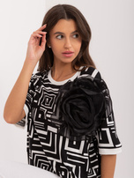 Hurtownia Czarna damska bluzka w geometryczny wzór