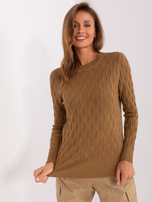 Hurt Jasnobrązowy sweter klasyczny z bawełną 