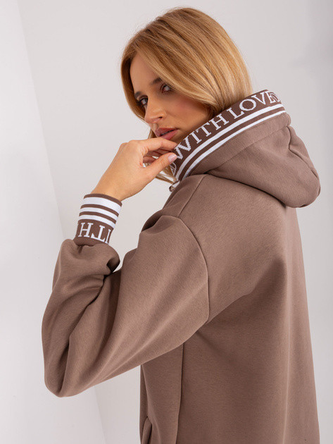 Hurt Brązowa damska sukienka dresowa z ociepleniem