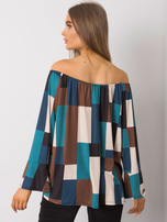 Dunkelblaue gemusterte Off-Shoulder-Bluse Reggie OCH BELLA.