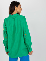 Hurt Zielona rozpinana koszula oversize z haftem