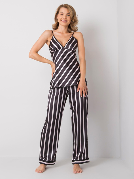 Czarny komplet nocny w paski