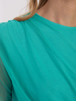 Turkusowa siateczkowa bluzka z marszczeniami