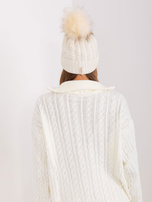 Hurt Ecru czapka zimowa z pomponem RUE PARIS 