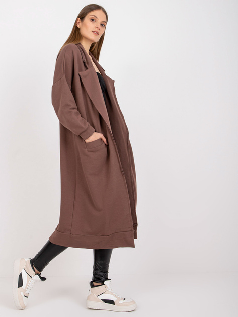 Brązowa dresowa bluza one size z długim rękawem 