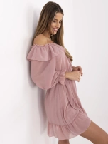 Brudnoróżowa sukienka hiszpanka z falbankami Farren OCH BELLA 