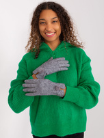 Hurt Ciemnozszare dotykowe rękawiczki z pomponem