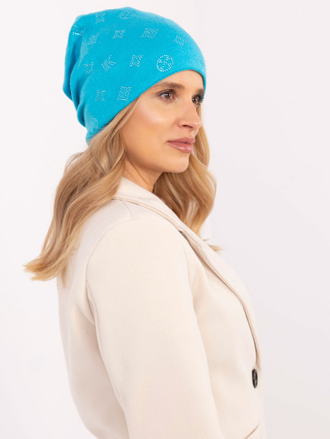 Hurtownia Turkusowa zimowa czapka z kaszmirem