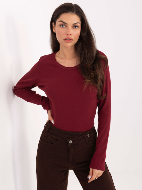 Bordowa bawełniana bluzka w prążek