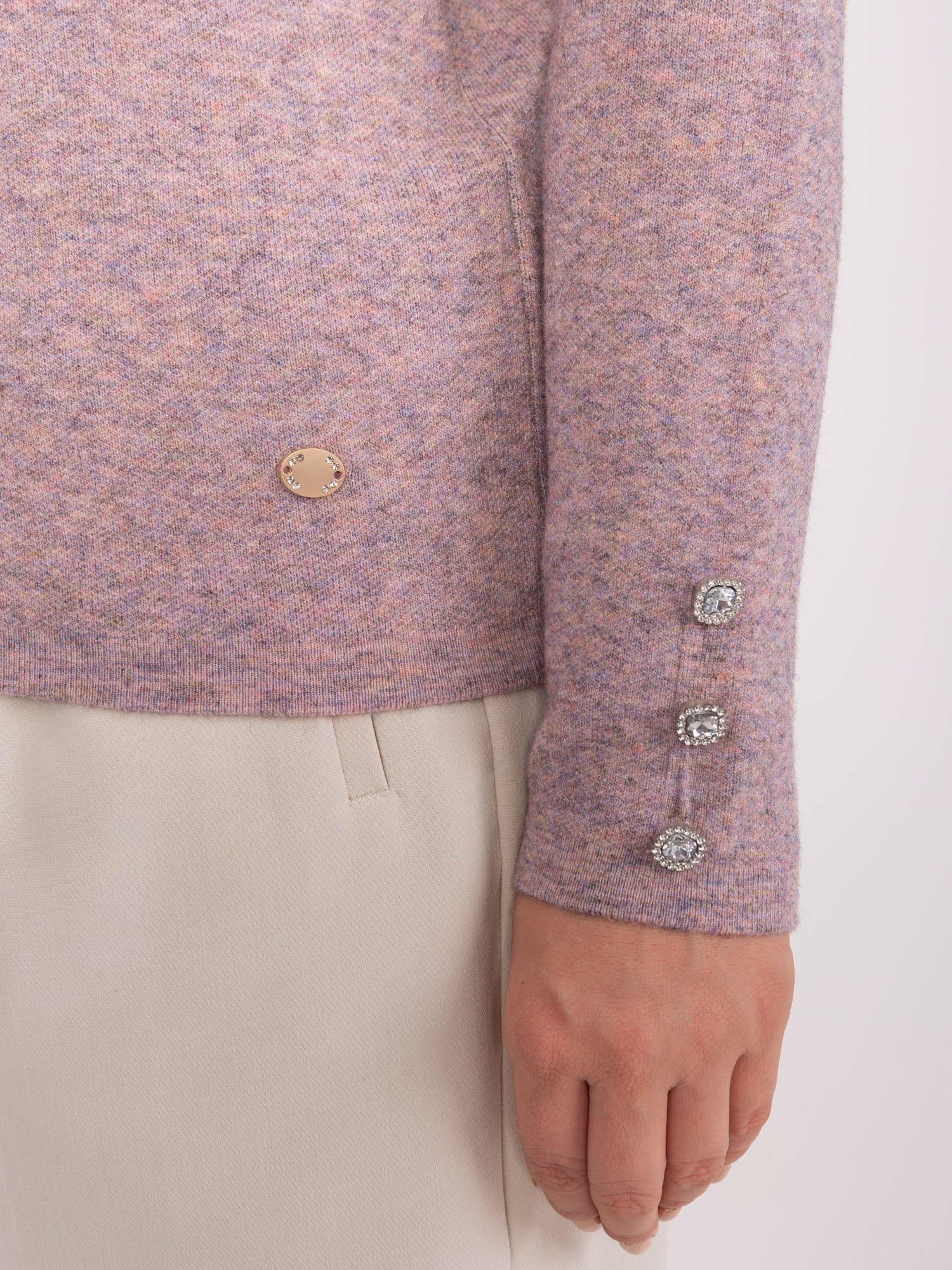Hurt Jasnoróżowy melanżowy sweter plus size