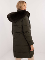 Hurtownia Khaki kurtka zimowa z odpinanym kapturem