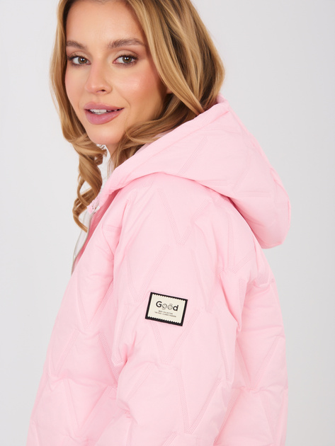 Pastelowa różowa przejściowa kurtka z kapturem
