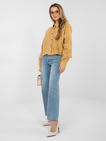 Camelowa jeansowa kurtka z kieszenią RUE PARIS 