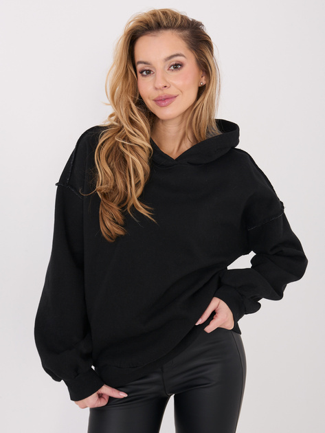 Czarna ocieplana bluza z kapturem