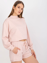 Light pink basic sweat shorts with a high waist.