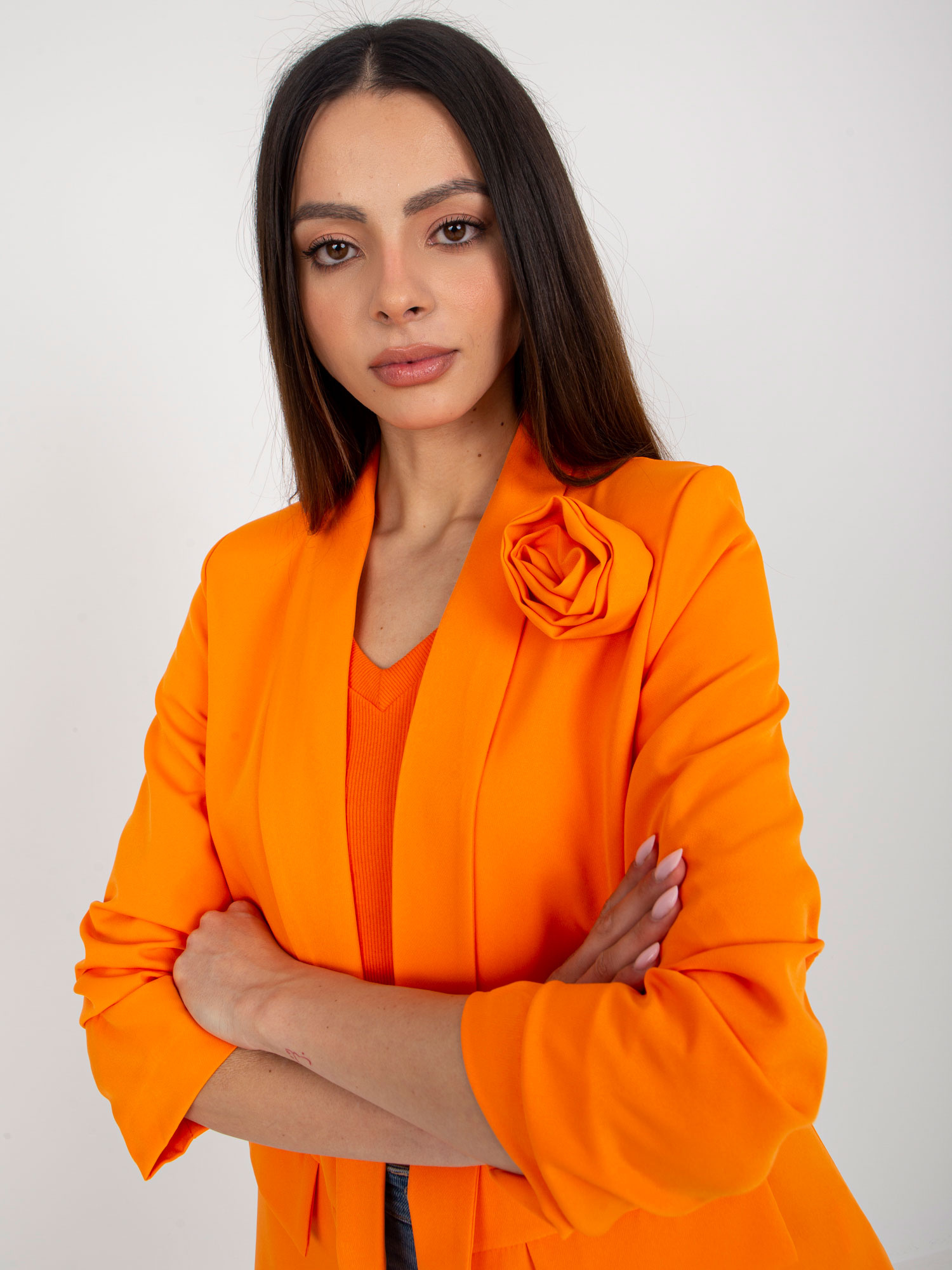 Fluo pomarańczowa marynarka bez zapięcia OCH BELLA
