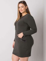 Khaki Plus-Size-Kleid mit Taschen Alessia.