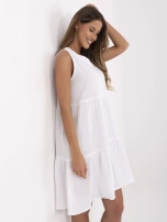 Biała muślinowa sukienka z falbaną SUBLEVEL