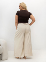 Čokoladna majica s kratkimi rokavi plus size iz bombaža RUE PARIS.