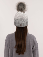 Hurt Szara damska czapka zimowa z dzianiny RUE PARIS