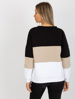 Hurt Czarno-beżowa dresowa bluza basic z dekoltem V 