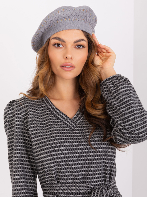 Hurtownia online Szary damski beret z dżetami