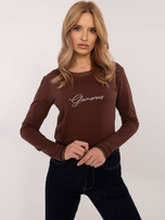 Hurt Czekoladowa dopasowana bluzka longsleeve